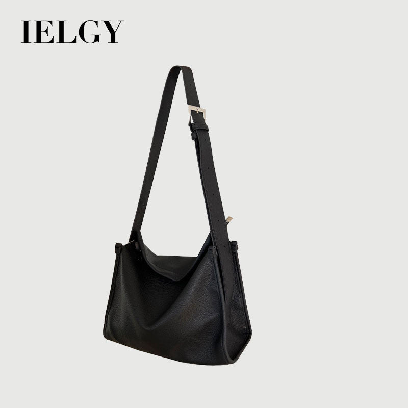 Ielgy Ladies Fashion Apricot One-Shoulder Messenger Bag Simple All-Match Commuter Niche Texture Mes