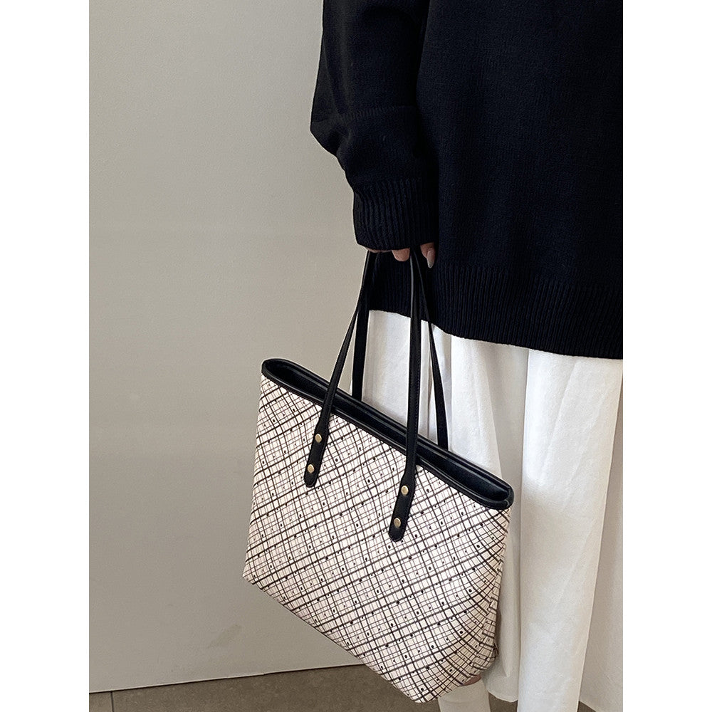 Ielgy Retro All-Match Commuter Large-Capacity Tote Bag Shoulder Handbag