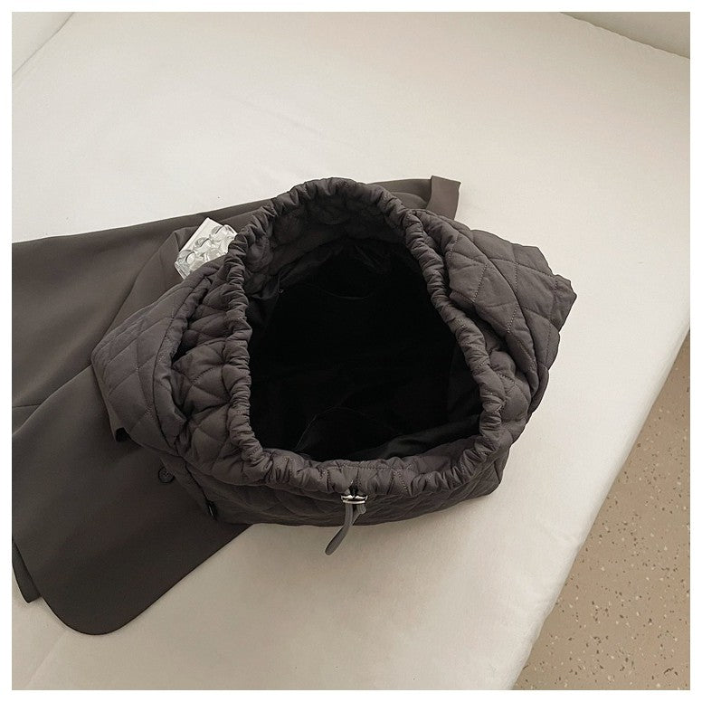 Ielgy Autumn Winter Large-Capacity Commuter Niche Cross-Body Tote Bag Ladies Canvas One-Shoulder Cotton