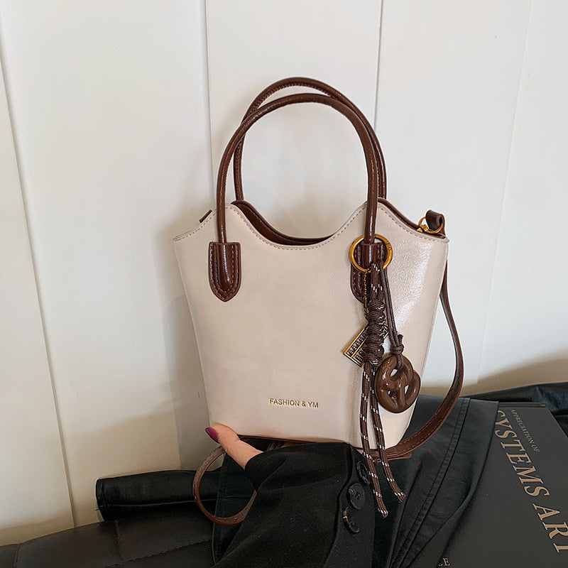 Ielgy Autumn Winter Retro High-End Feeling Fashionable All-Match Messenger Bag Portable Bucket Bag