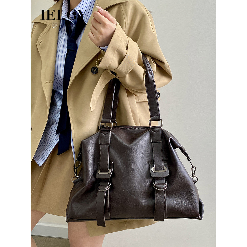 Ielgy Female Bag American Retro One-Shoulder Messenger Portable Tote Bag Large Capacity Bag