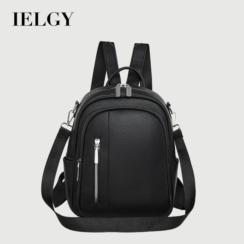 Ielgy Ladies Backpack Korean Version Soft Leather All-Match Simple Backpack Candy Color Cute Small Bag Travel Backpack