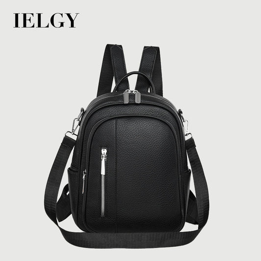 Ielgy Ladies Backpack Korean Version Soft Leather All-Match Simple Backpack Candy Color Cute Small Bag Travel Backpack