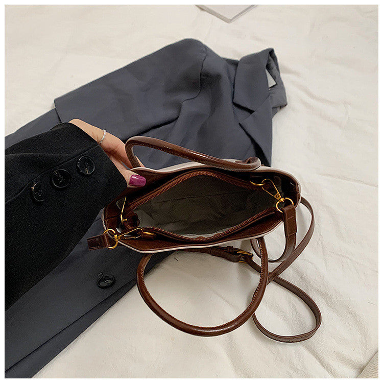 Ielgy Autumn Winter Retro High-End Feeling Fashionable All-Match Messenger Bag Portable Bucket Bag