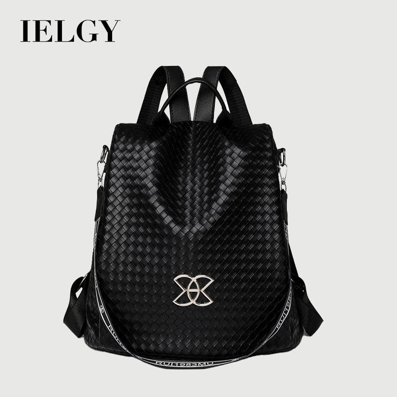 Ielgy Fashion Backpack Leisure Outdoor Travel Large Capacity Backpack Woven School Bag