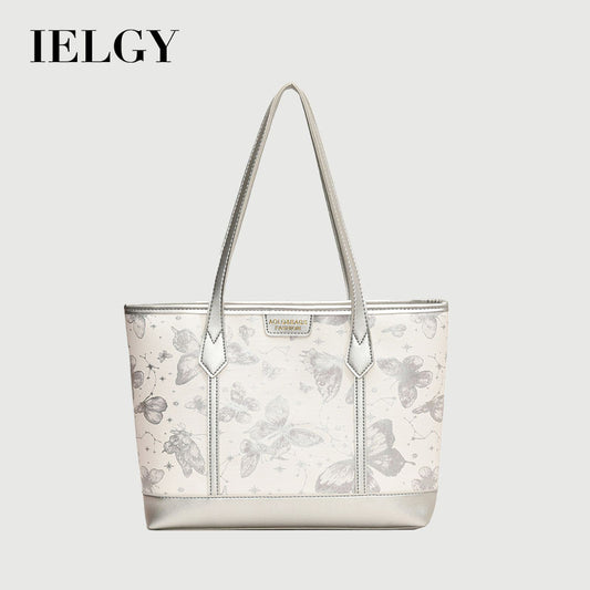 Ielgy Casual All-Match Butterfly One-Shoulder College Students Class Commuter Tote Bag Large Capacity