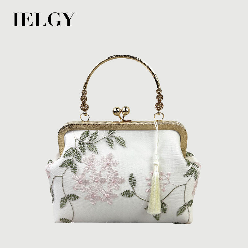 Ielgy Ladies All-Match Embroidered One-Shoulder Messen
