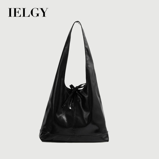 Ielgy Commuter Large Capacity Shoulder Tote Bag Black Casual Underarm Bag