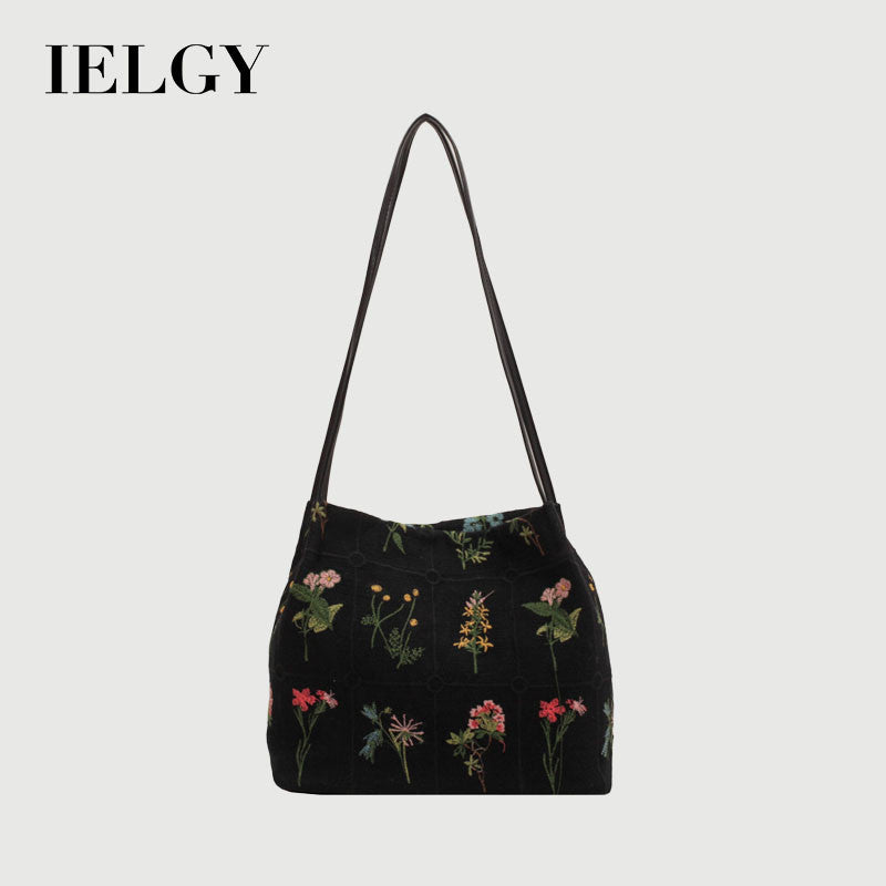 Ielgy Large-Capacity All-Match Canvas Casual Shoulder Bag High-End Sense Class Commu