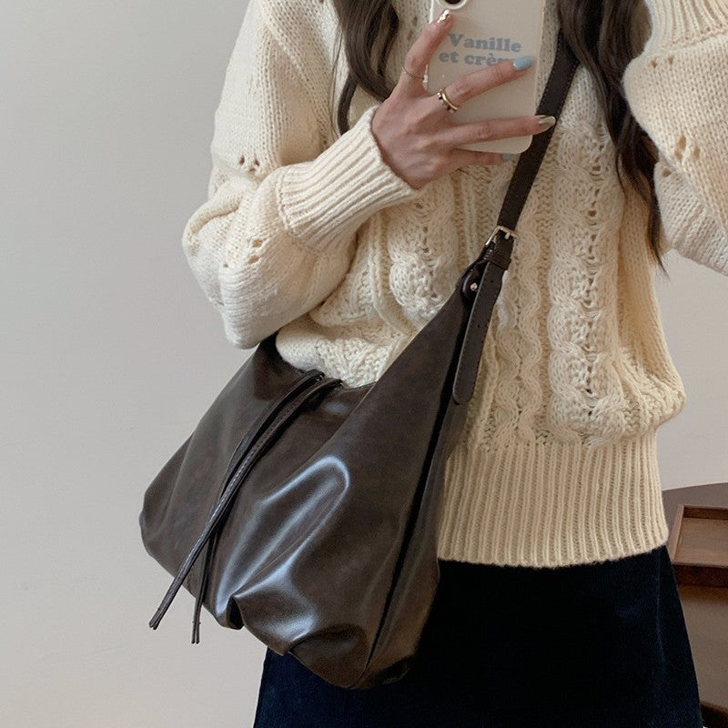 Ielgy Retro Underarm Bag Ladies Autumn Winter Lazy Fashion Korean Version Tote Bag Large Capacity Crossbody