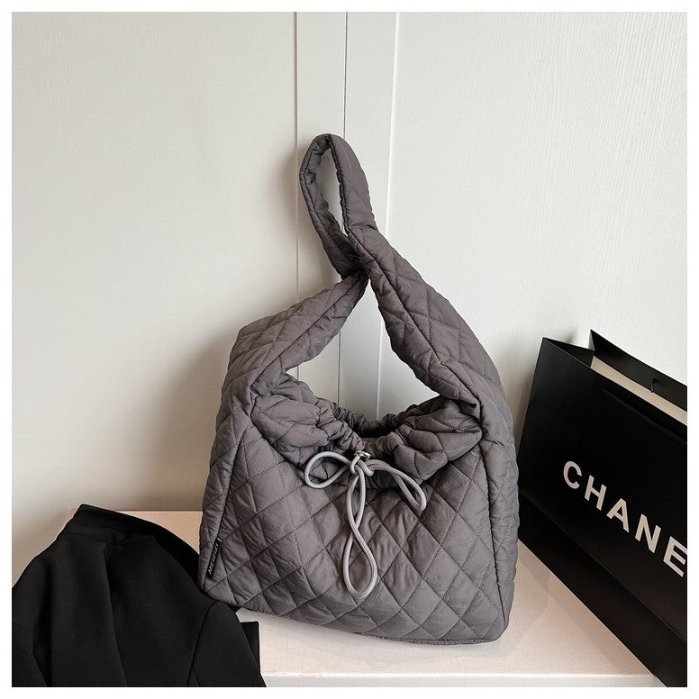 Ielgy Autumn Winter Large-Capacity Commuter Niche Cross-Body Tote Bag Ladies Canvas One-Shoulder Cotton