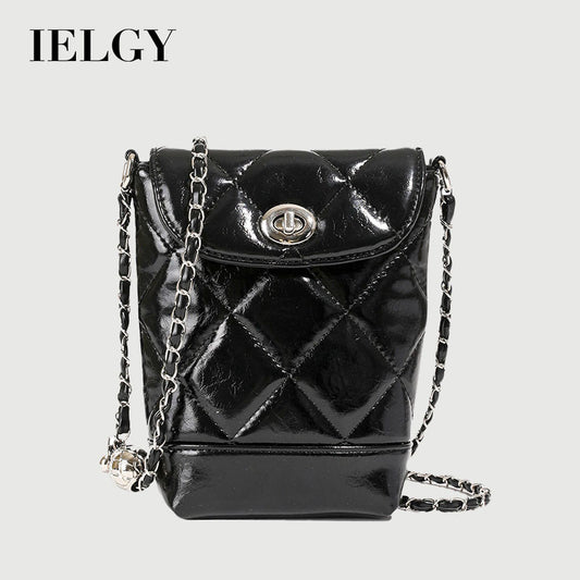 Ielgy Diamond Chain Silver Niche Design Fashion One-Shoulder Messenger Bag High-End Bucket Bag