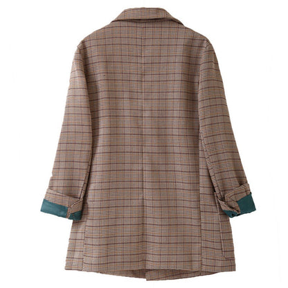 IELGY fashion small suit jacket women loose Korean retro plaid