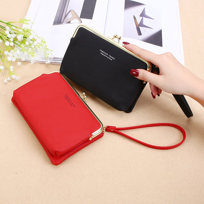 IELGY Ladies Elegant Wallet Frosted PU Leather Double Zipper Long Portable