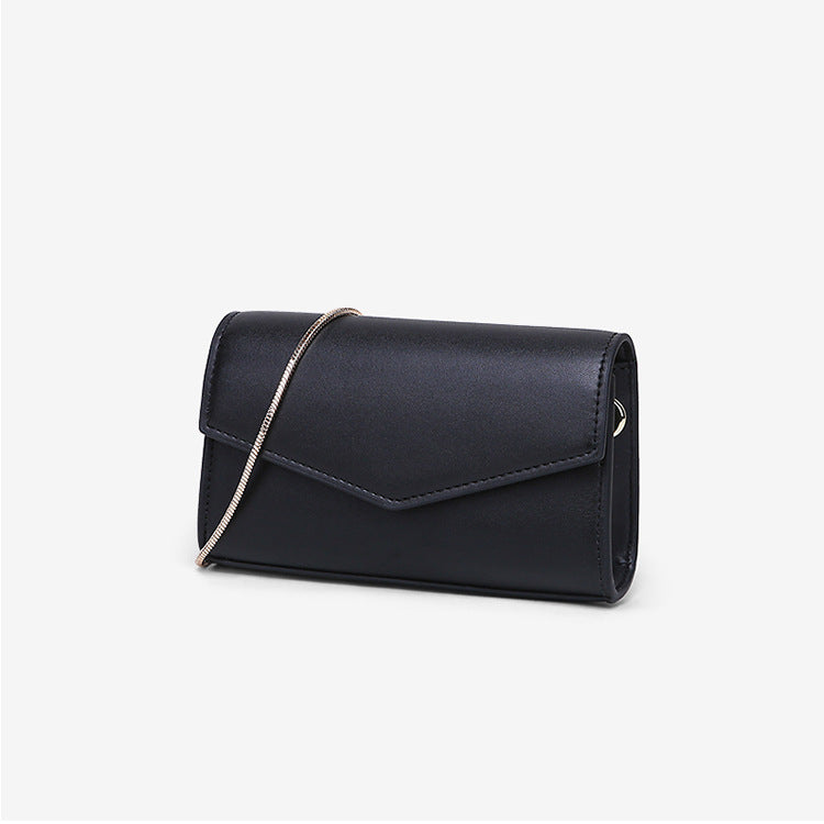 IELGY Women's bag crossbody casual black Korean version, fashion chain one shoulder versatile PU