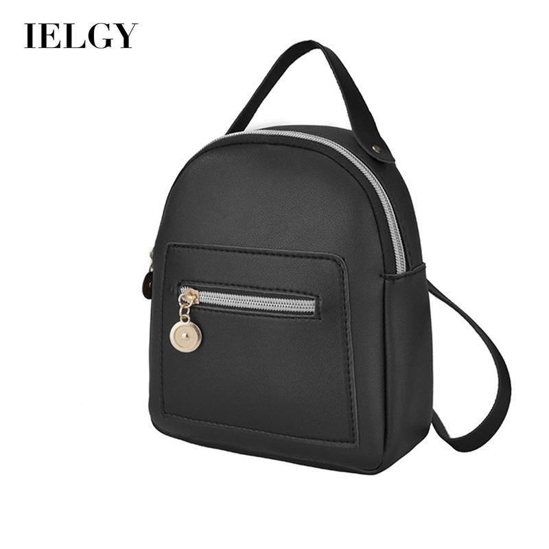 IELGY Korean style ladies small backpack multi-pocket black one-shoulder mobile phone bag