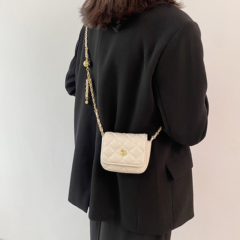 IELGY women's bag all-match diamond chain messenger bag black small square bag