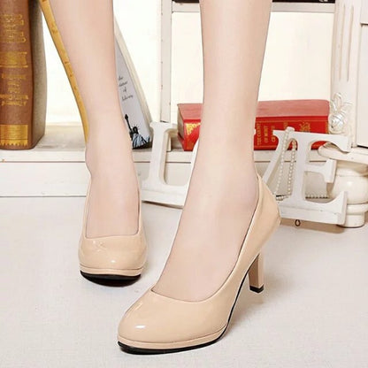 IELGY Korean women's shoes casual high-heeled thick-heeled matte black