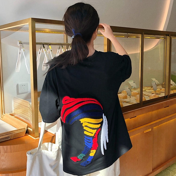 IELGY Large version of ins short-sleeved t-shirt female Korean loose mourning mschf clothes