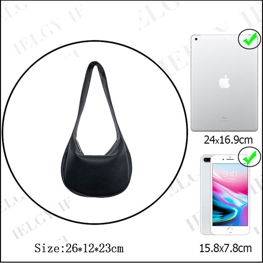 IELGY Large capacity Korean version Simple Retro Tote Fashion Trendy Black Woman's bag One shoulder
