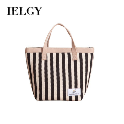 IELGY Original striped canvas bag women's cloth bag hit color Japanese canvas handbag fashion handbag fashion small bag