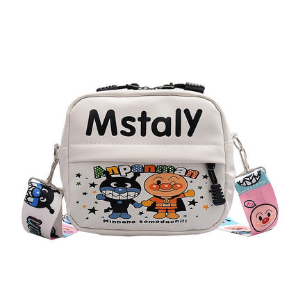 IELGY small bag crossbody street fashion broadband Western style cartoon all-match cute print white Korean version