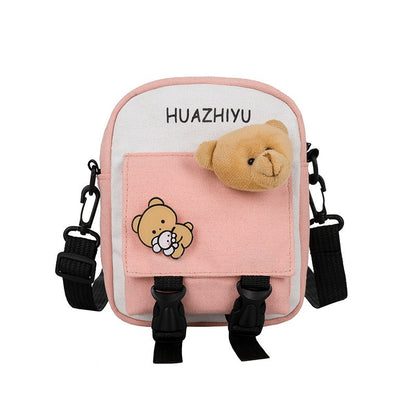 IELGY tide Korean version black mobile phone bag crossbody letters tooling style canvas Summer all-match