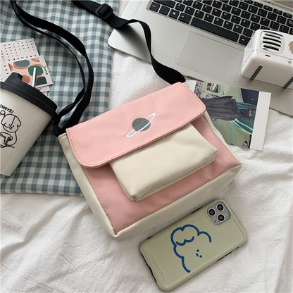IELGY Spot new solid color street canvas shoulder bag