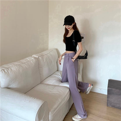 IELGY Summer purple women's wide trousers purple Wide-legged Pants