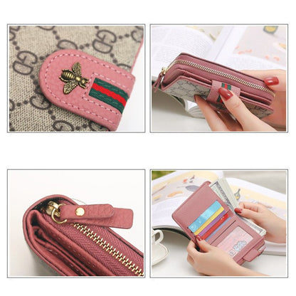 Short multi-function printed ladies wallet