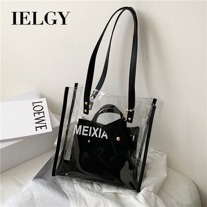 IELGY Jelly large transparent bag capacity, photo capacity and women's tote bag