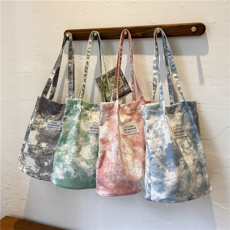 IELGY fashion tie-dye canvas handbag small fresh and large capacity portable
