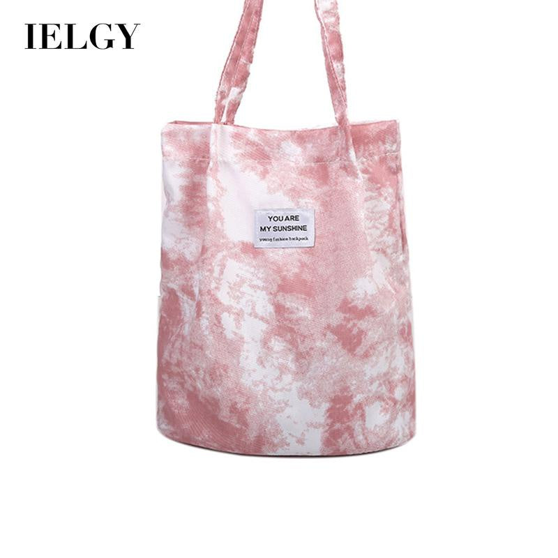 IELGY fashion tie-dye canvas handbag small fresh and large capacity portable