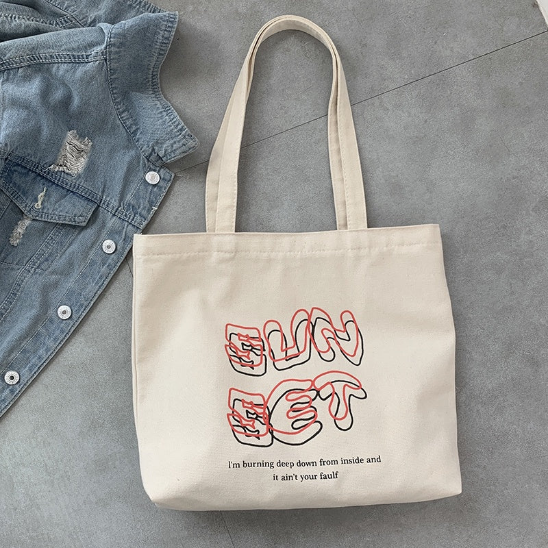 IELGY Japanese art Harajuku simple large-capacity portable canvas bag
