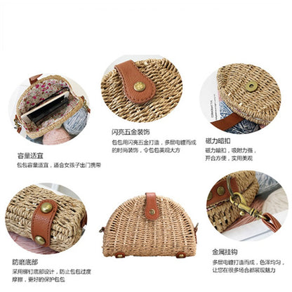 IELGY Straw bag shell bag shoulder Messenger bag beach bag