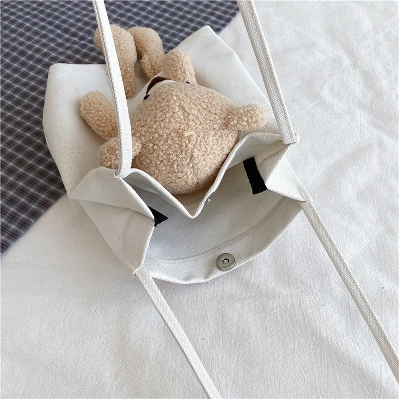 IELGY Summer popular bear canvas fashion portable all-match one-shoulder canvas ladies bag