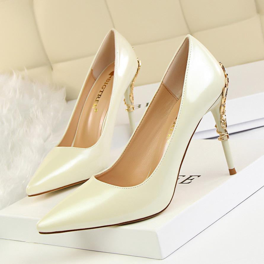 IELGY Fashionable sexy women's shoes with metal heel, stiletto heel, patent pumps