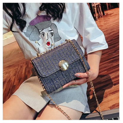 Straw gilding small square shoulder bag handbags
