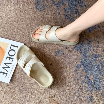 IELGY cute slippers female Korean style one-word sandals and slippers home soft sandals and slippers