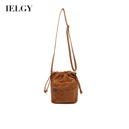 IELGY Korean version Women's bag multi-color optional large capacity canvas drawstring zipper crossbody bucket bag shoulder bag small cloth bag