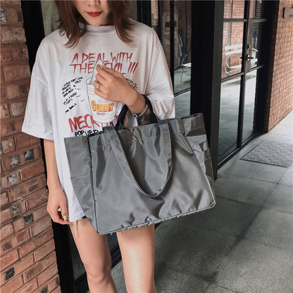 IELGY Women's bag simple Korean version casual portable all-match large capacity fashion Oxford one shoulder
