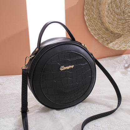 IELGY female bag Korean style trendy crocodile pattern small round bag shoulder diagonal bag