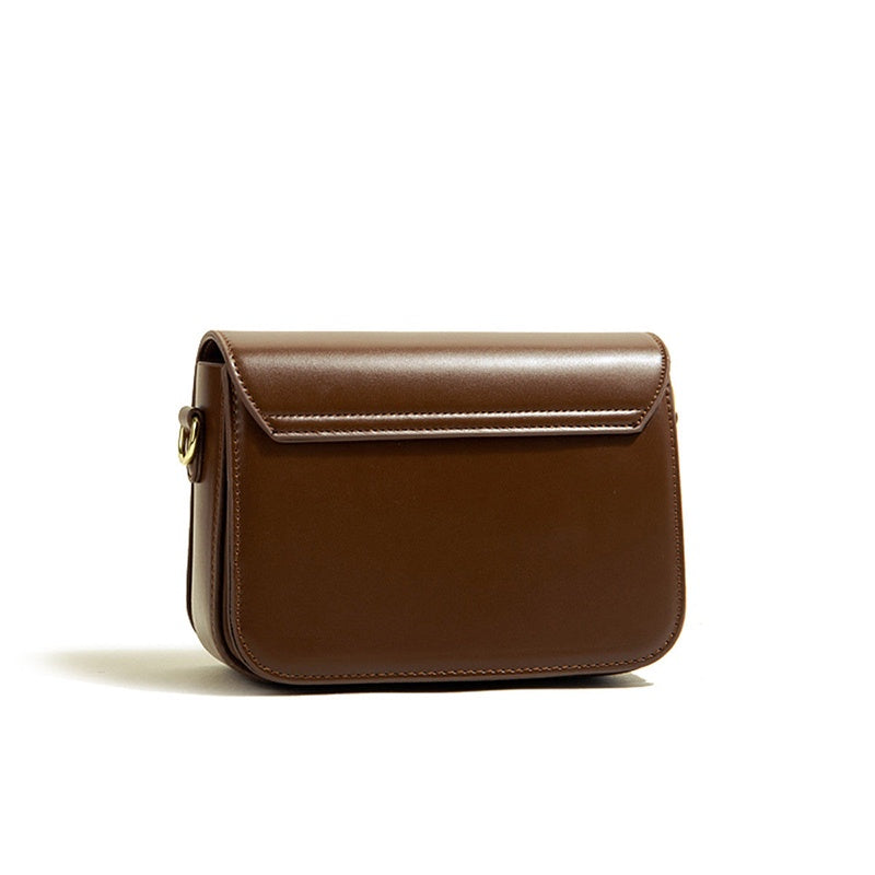 IELGY ladies solid color lock fashion retro messenger bag