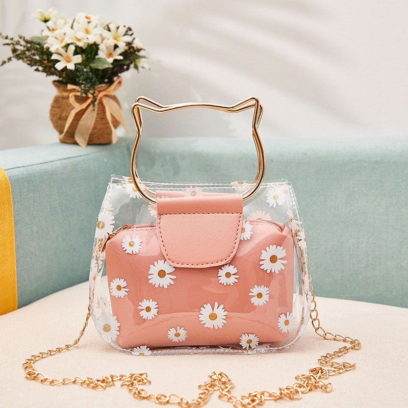 IELGY all-match daisy outing Korean version jelly bag design portable shopping mobile phone bag mother-and-child bag one-shoulder diagonal handbag
