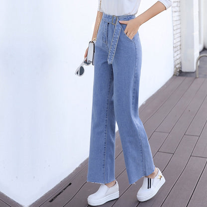 IELGY Super fire straight loose jeans wide leg pants women high waist cropped pants