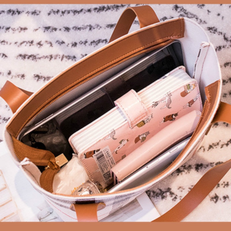 IELGY Change Storage Scottish check Everyday Fashion Light Makeup Brown small bag Print Women's handbag