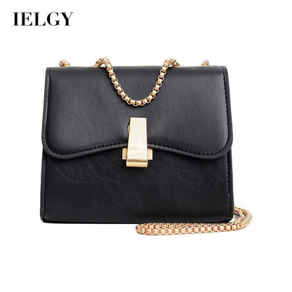IELGY Women's bag fashion versatile retro casual black portable Korean version simple one-shoulder