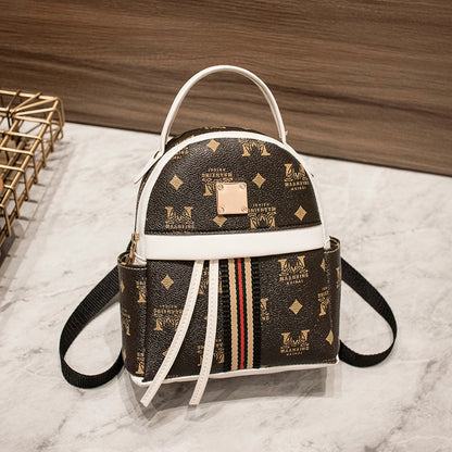 IELGY Korean printing contrast color drawstring backpack large capacity simple handbag