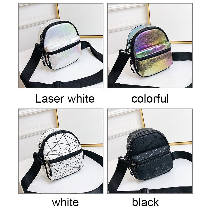 IELGY Laser wide shoulder strap small square bag casual messenger bag