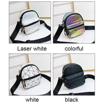 IELGY Laser wide shoulder strap small square bag casual messenger bag